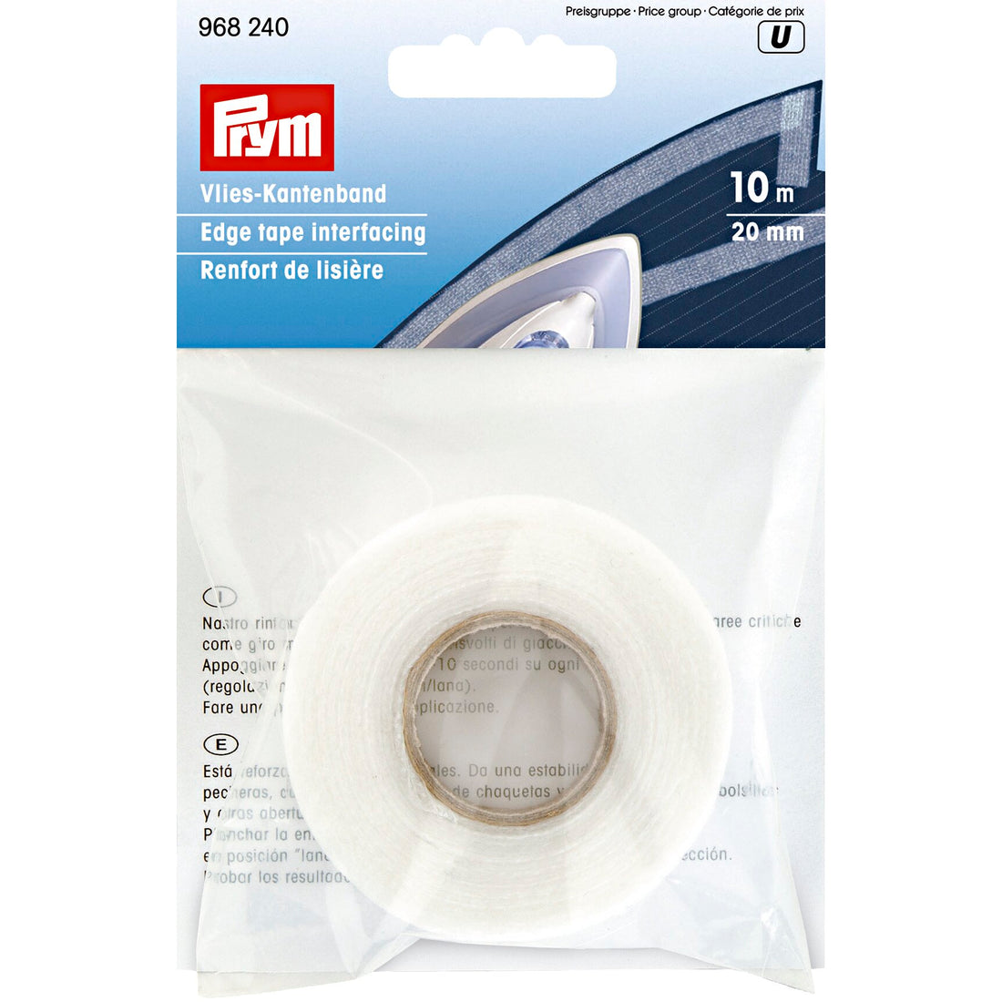 Prym Vlies-Kantenband zum Aufbügeln 20 mm weiß