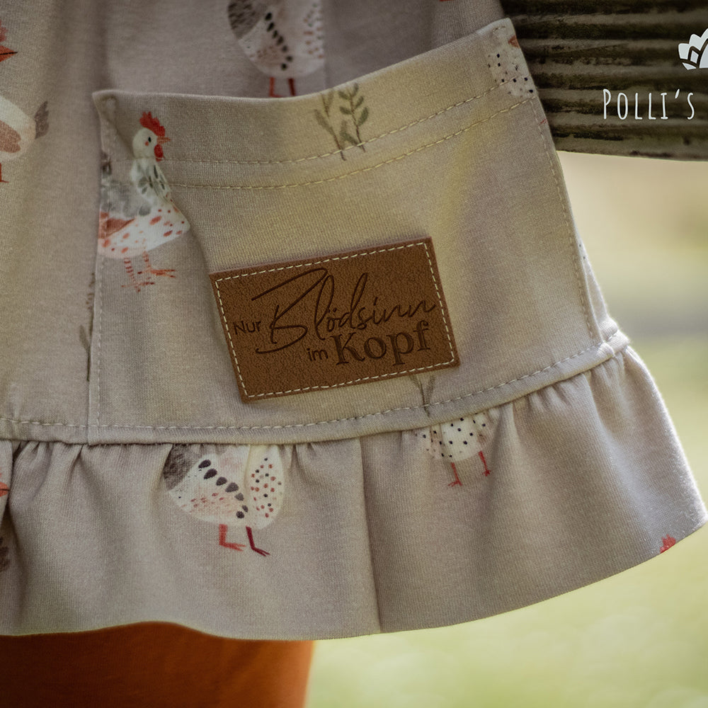 Veganes Kunstlederlabel | Nur Blödsinn im Kopf