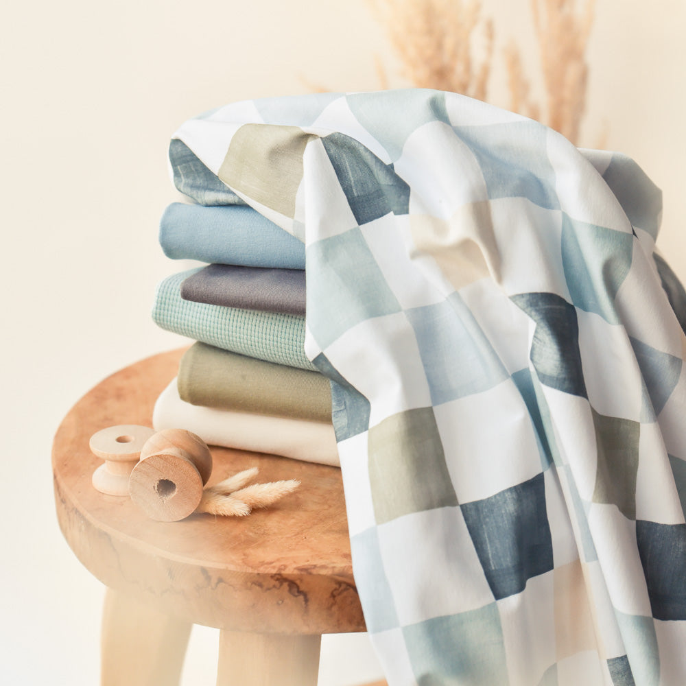 Brush Karos Ozean | Jersey & French Terry (BIO)