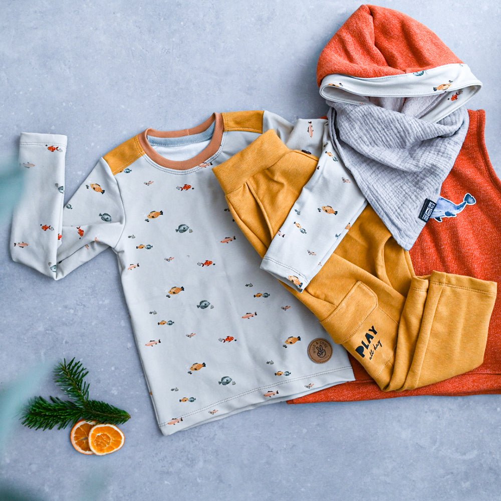 Ozeanschwärmerei hell (Fische) | Jersey & French Terry (BIO)