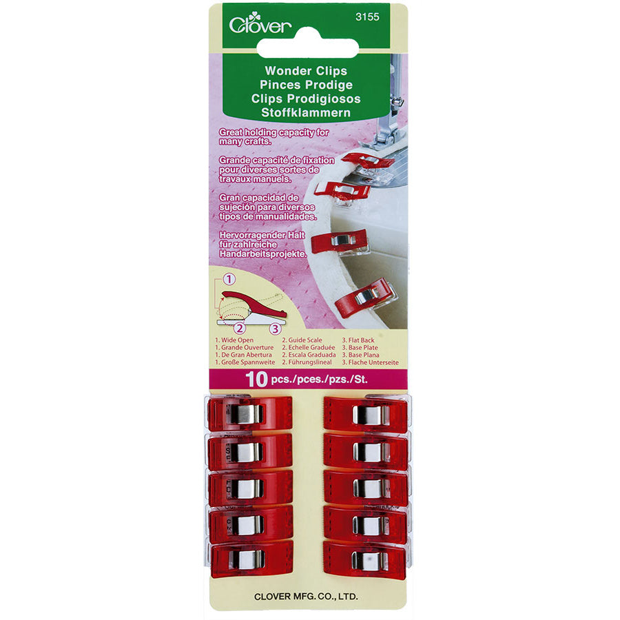 Clover Wonder Clips Stoffklammern 10 Stück rot