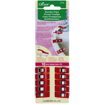 Clover Wonder Clips Stoffklammern 10 Stück rot