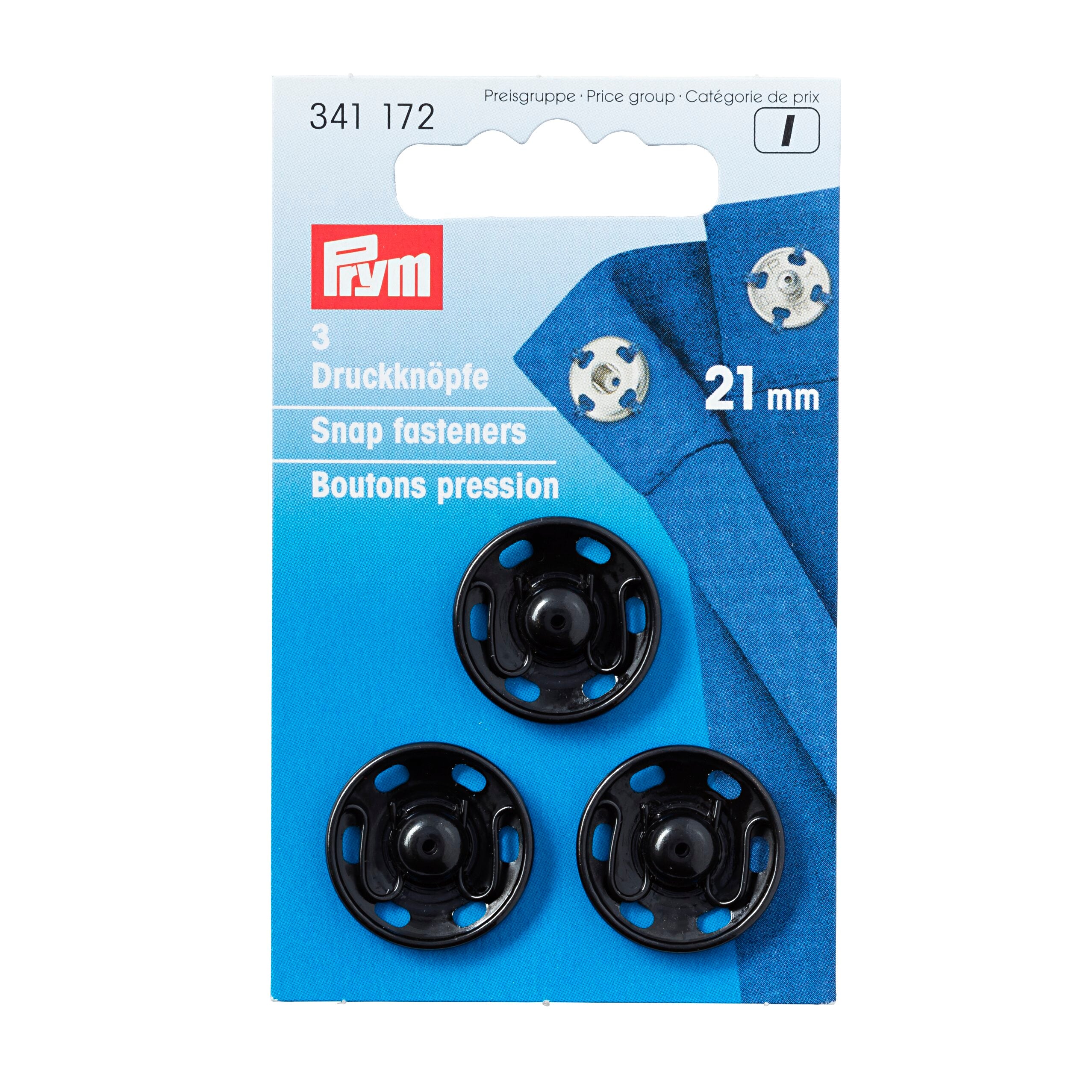 Prym Annäh-Druckknöpfe Messing 21mm schwarz