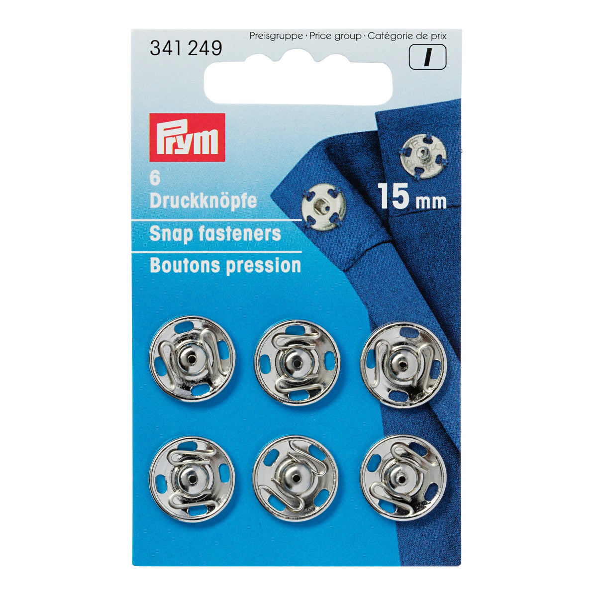 Prym Annäh-Druckknöpfe Messing 15mm silber