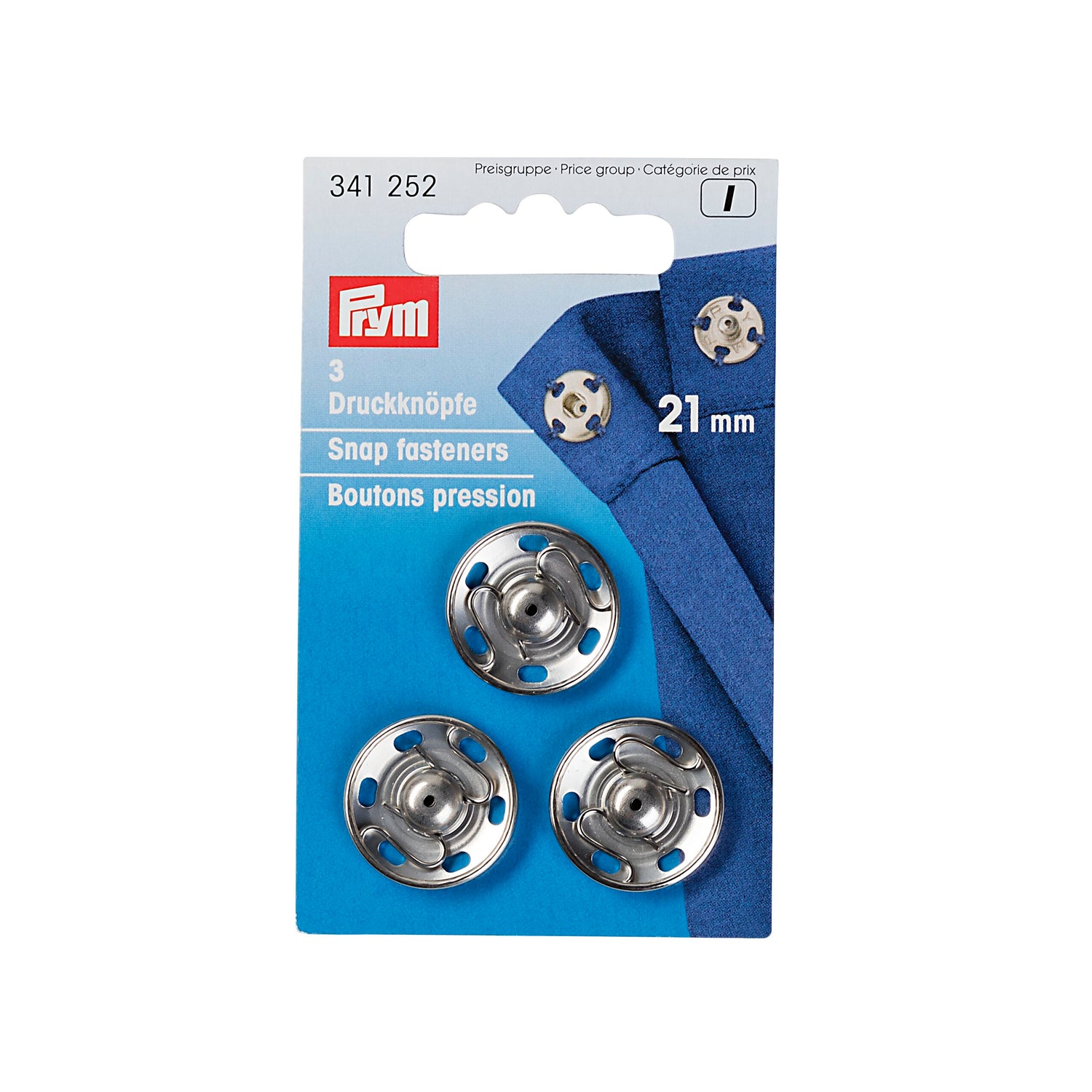 Prym Annäh-Druckknöpfe Messing 21mm silber