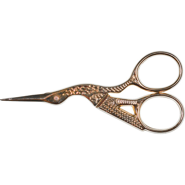 Veno Stickschere Storch 9 cm gold