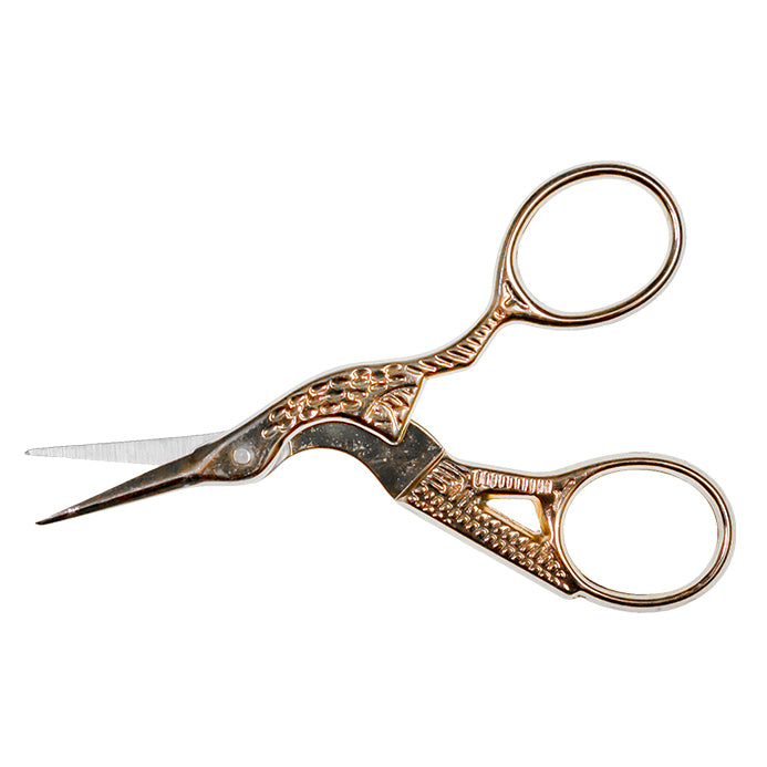 Veno Stickschere Storch 9 cm gold