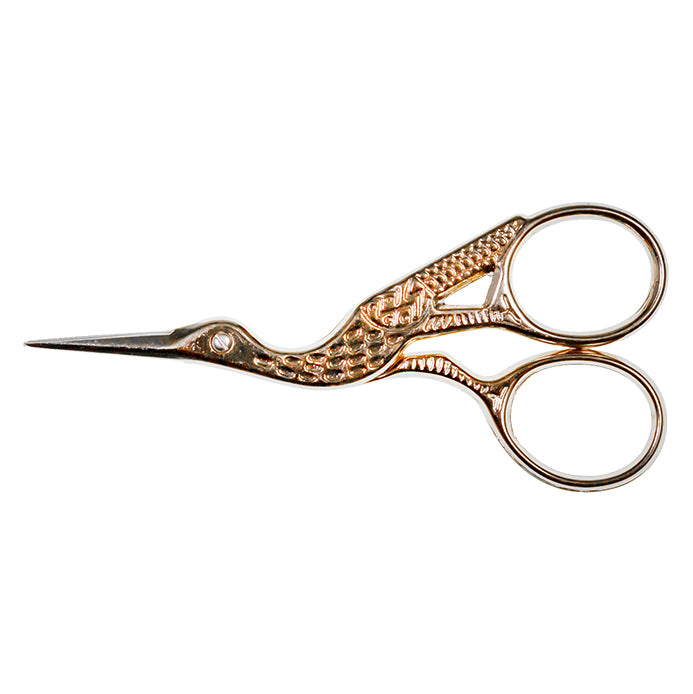 Veno Stickschere Storch 9 cm gold