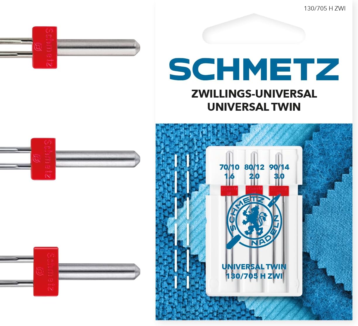 SCHMETZ Zwillings-Universal Nadelsortiment 70/10–90/14 – 3 Zwillingsnadeln