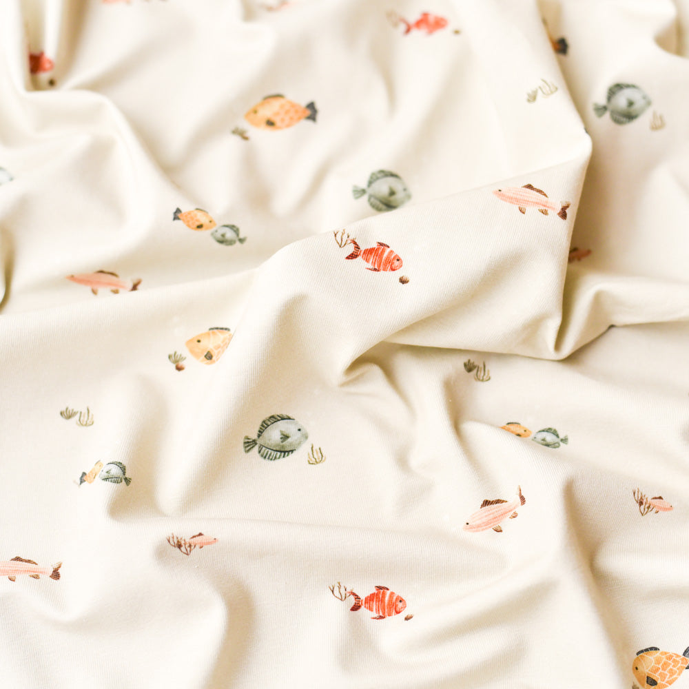 Jersey &amp; French Terry (BIO) | Ozeanschwärmerei hell (Fische)